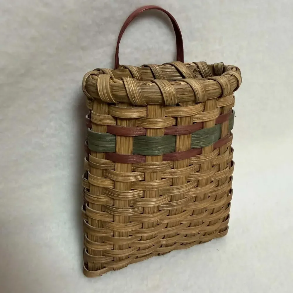 Handwoven Splint Wood Wall Basket 6